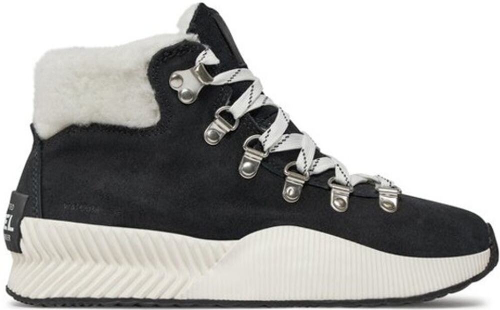 Sorel Out N About III Conquest Lace Boots Waterproof Suede Black Sea Salt 7